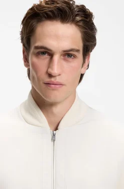 Cotton-knit hybrid jacket with bomber collar