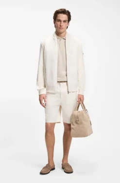 Cotton-knit hybrid jacket with bomber collar