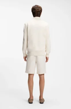 Cotton-knit hybrid jacket with bomber collar
