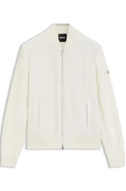 Cotton-knit hybrid jacket with bomber collar