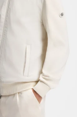 Cotton-knit hybrid jacket with bomber collar
