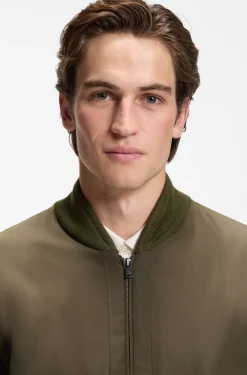 Cotton-knit hybrid jacket with bomber collar