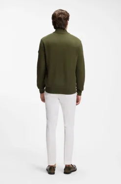Cotton-knit hybrid jacket with bomber collar