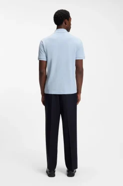 Cotton-linen polo shirt with Johnny collar