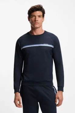 Cotton loungewear sweatshirt with chest branding