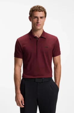 Cotton-piqué polo shirt with all-over print