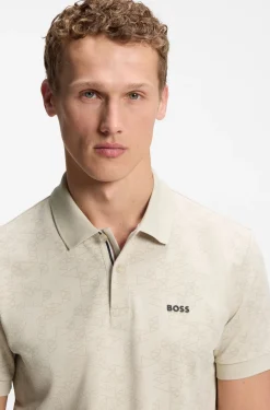 Cotton-piqué polo shirt with all-over print