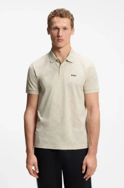 Cotton-piqué polo shirt with all-over print