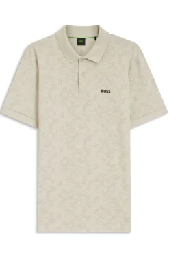 Cotton-piqué polo shirt with all-over print