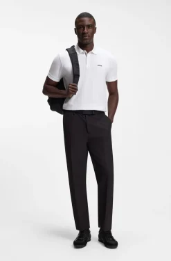 Cotton-piqué polo shirt with all-over print
