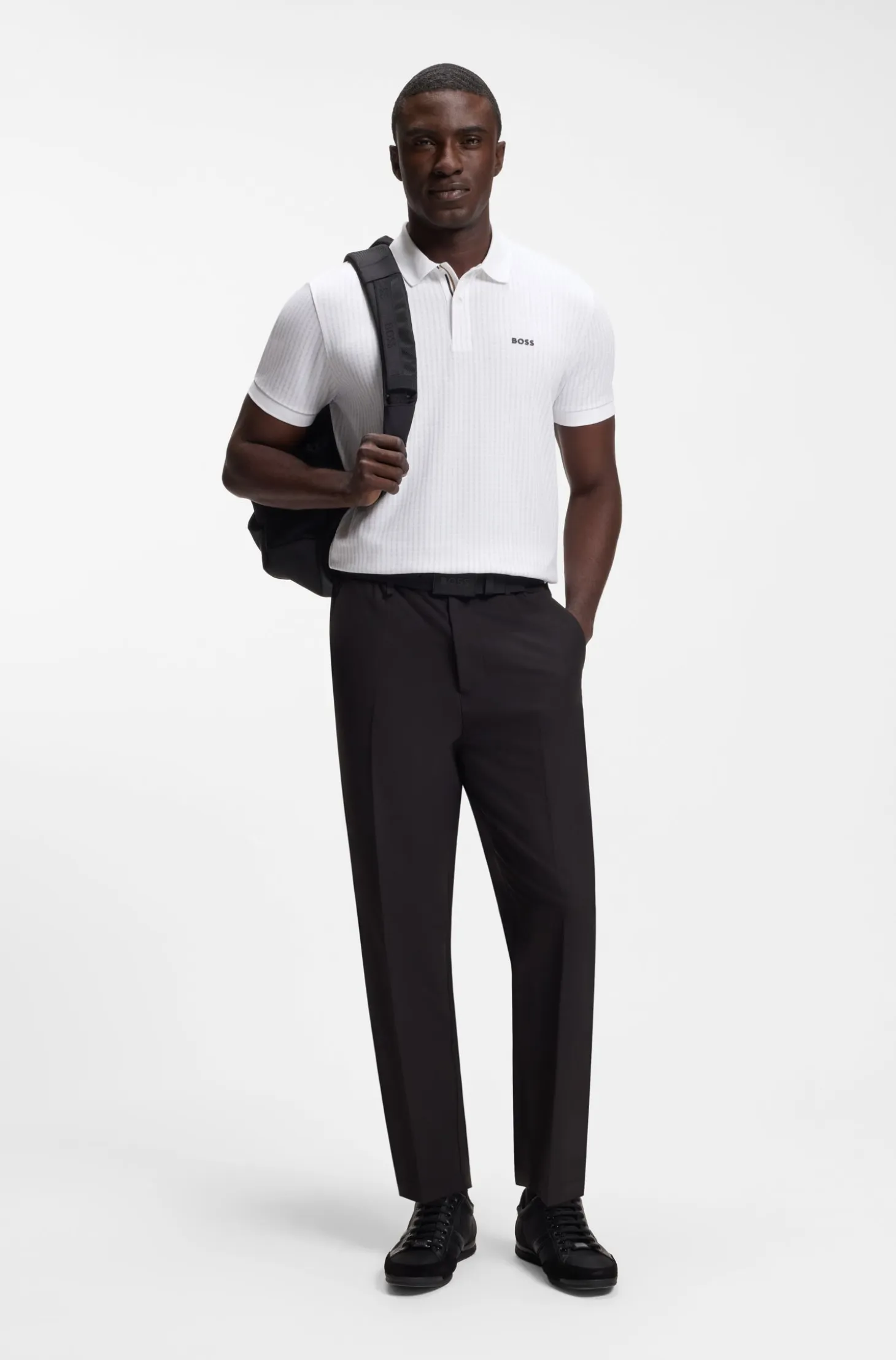 Cotton-piqué polo shirt with all-over print