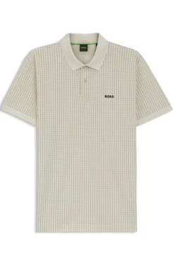 Cotton-piqué polo shirt with all-over print