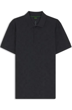 Cotton-piqué polo shirt with all-over print