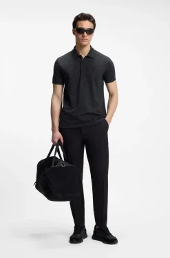 Cotton-piqué polo shirt with all-over print