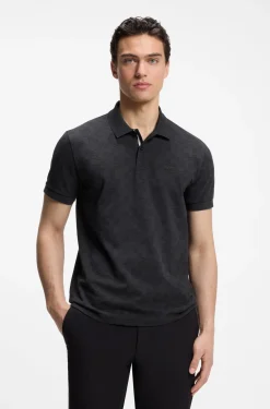 Cotton-piqué polo shirt with all-over print