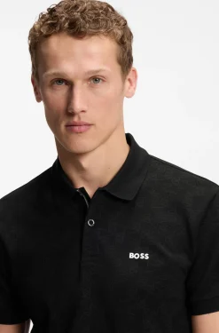 Cotton-piqué polo shirt with all-over print