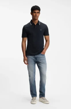 Cotton-piqué polo shirt with contrast collar stripe