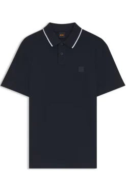 Cotton-piqué polo shirt with contrast collar stripe