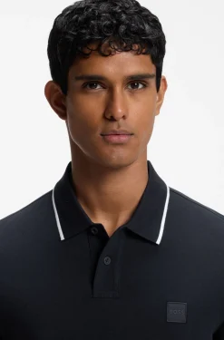 Cotton-piqué polo shirt with contrast collar stripe