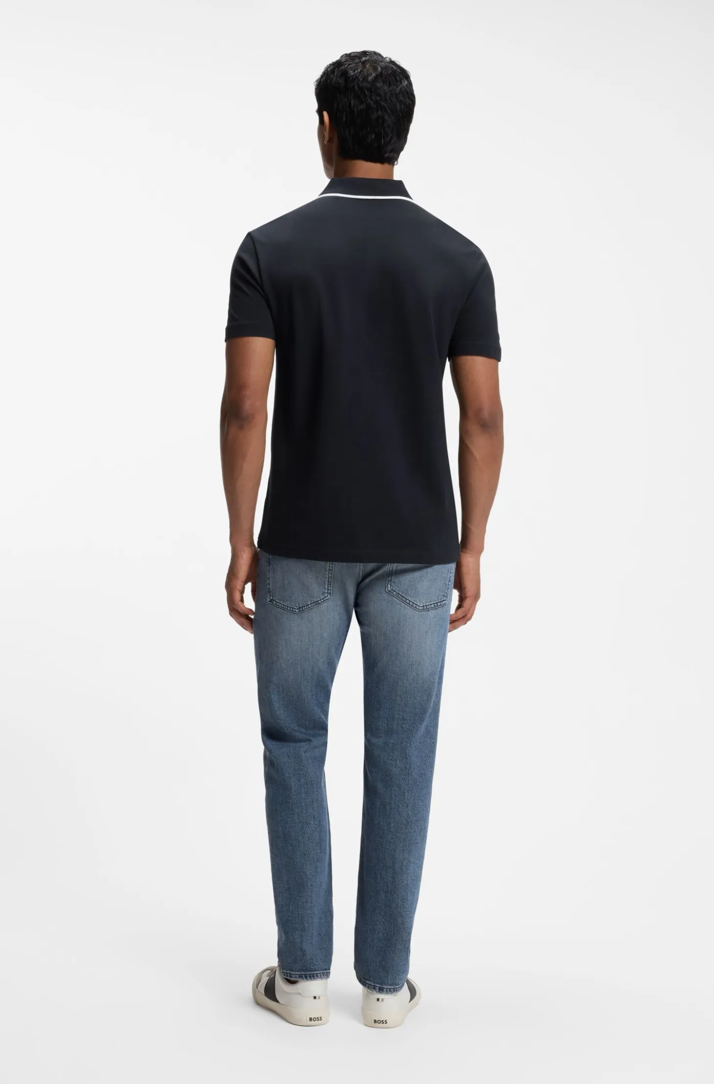 Cotton-piqué polo shirt with contrast collar stripe