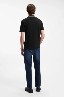 Cotton-piqué polo shirt with contrast collar stripe