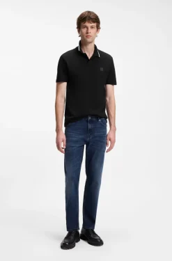Cotton-piqué polo shirt with contrast collar stripe