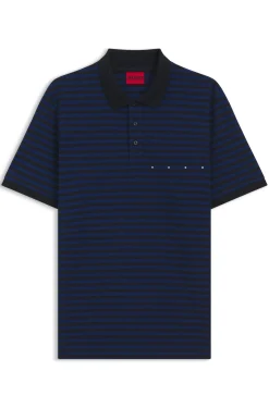 Cotton-piqué polo shirt with horizontal stripe