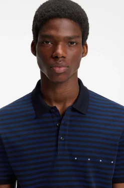 Cotton-piqué polo shirt with horizontal stripe