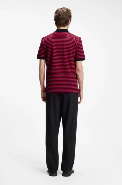 Cotton-piqué polo shirt with horizontal stripe