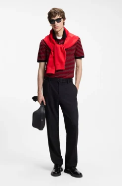 Cotton-piqué polo shirt with horizontal stripe