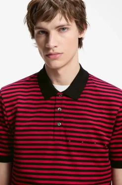 Cotton-piqué polo shirt with horizontal stripe