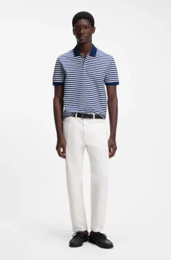 Cotton-piqué polo shirt with horizontal stripe