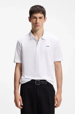 Cotton-piqué polo shirt with logo print