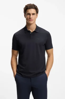 Cotton-piqué polo shirt with printed pattern
