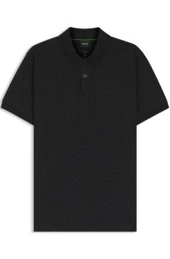 Cotton-piqué polo shirt with printed pattern