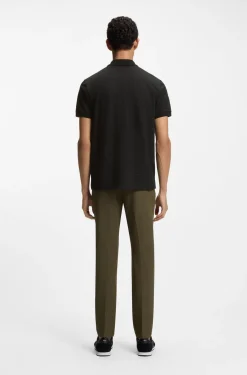 Cotton-piqué polo shirt with printed pattern