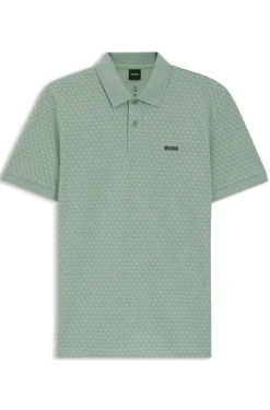 Cotton-piqué polo shirt with printed pattern