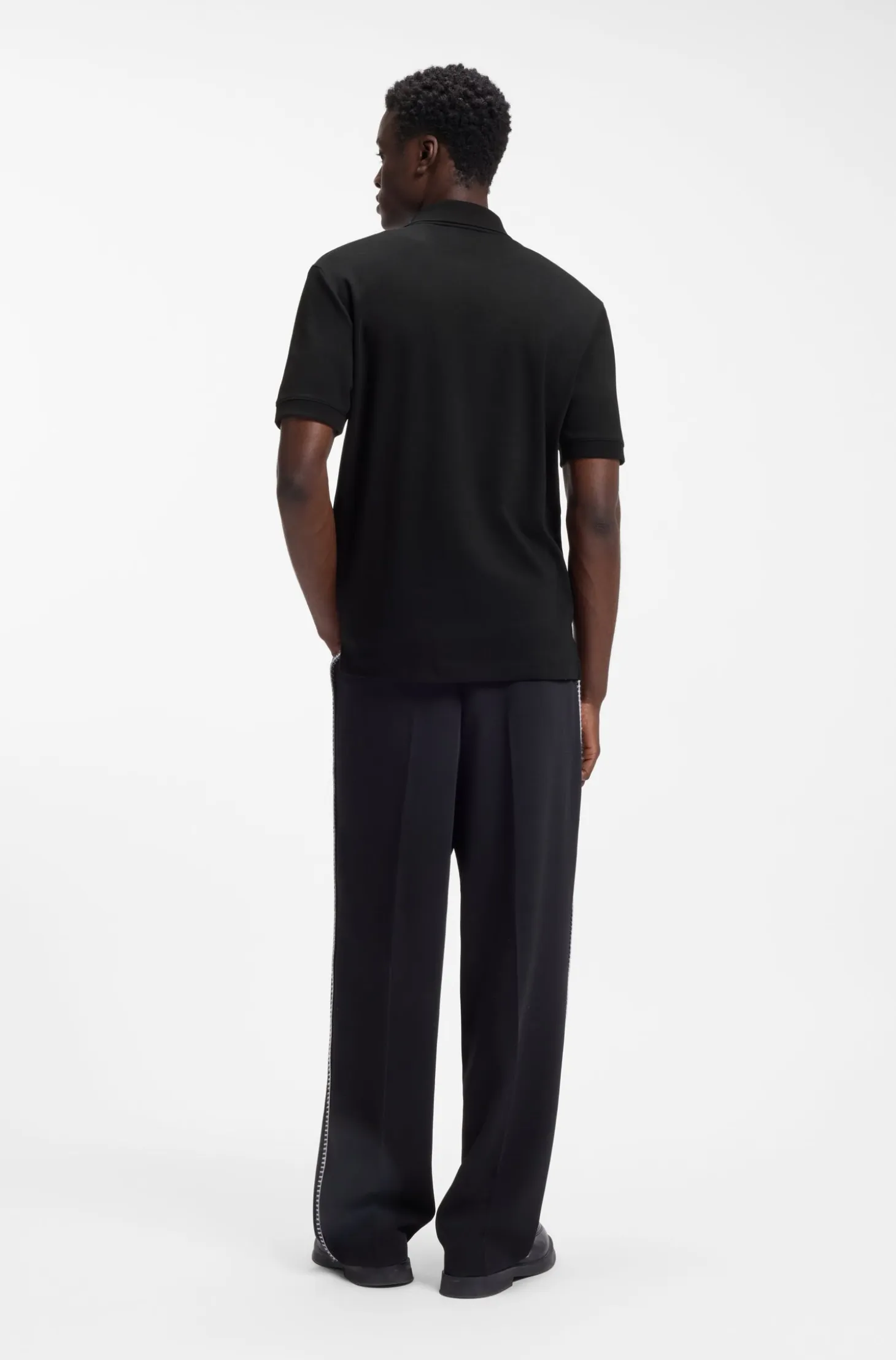 Cotton piqué polo shirt with zip neckline