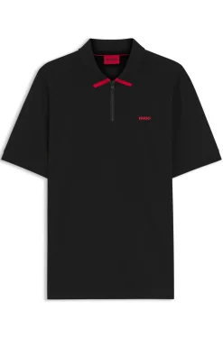 Cotton piqué polo shirt with zip neckline