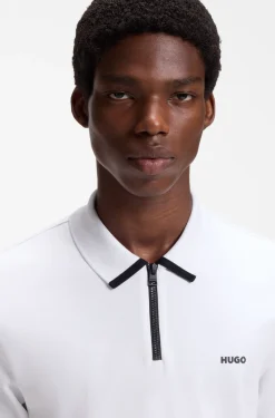 Cotton piqué polo shirt with zip neckline
