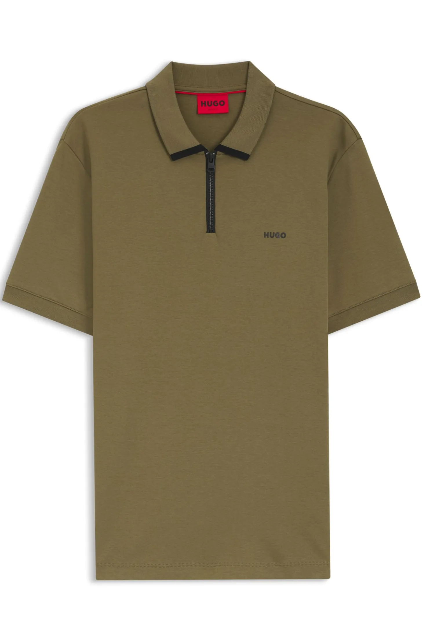 Cotton piqué polo shirt with zip neckline