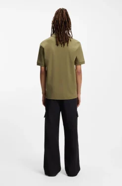 Cotton piqué polo shirt with zip neckline