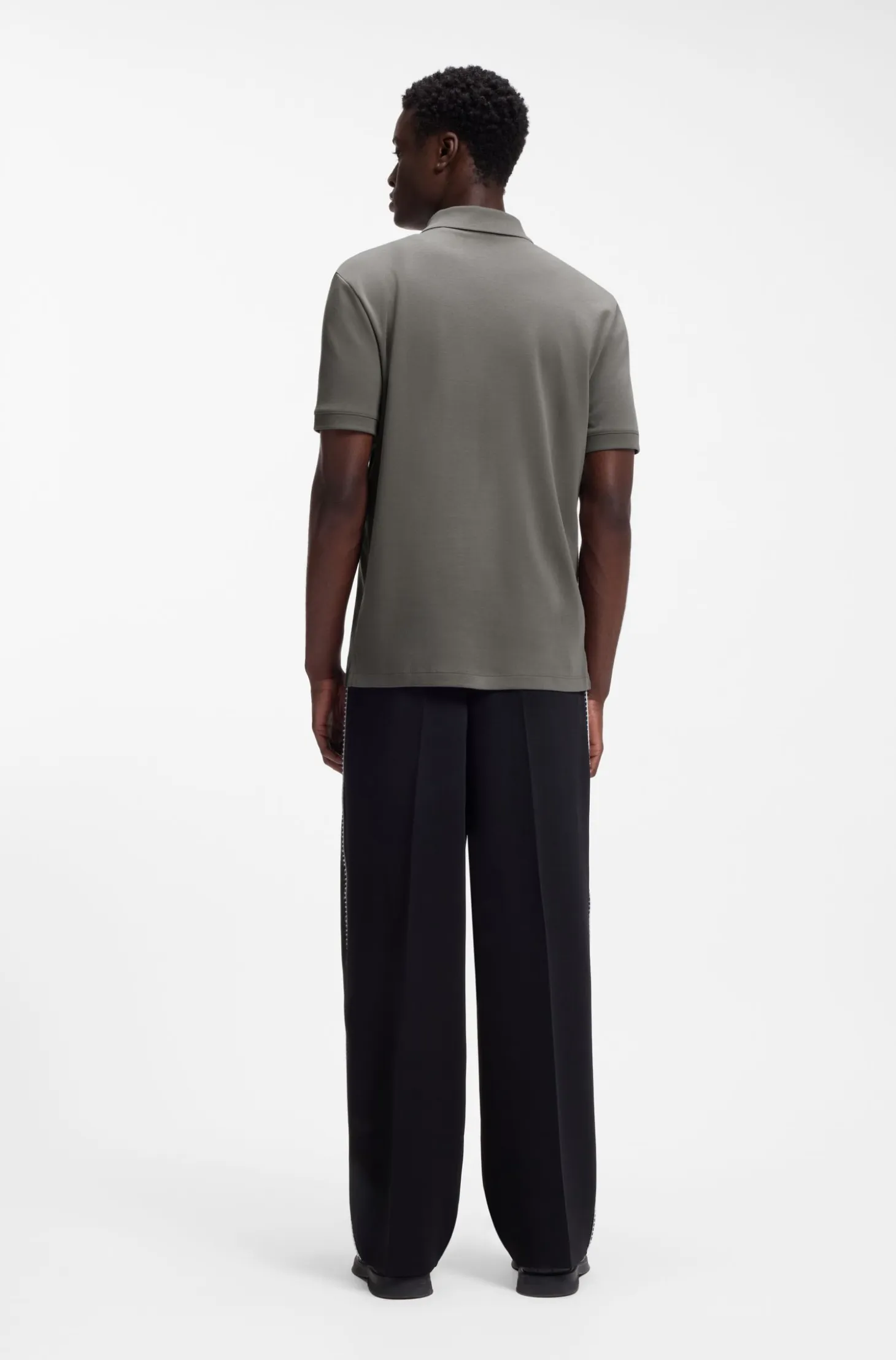 Cotton piqué polo shirt with zip neckline