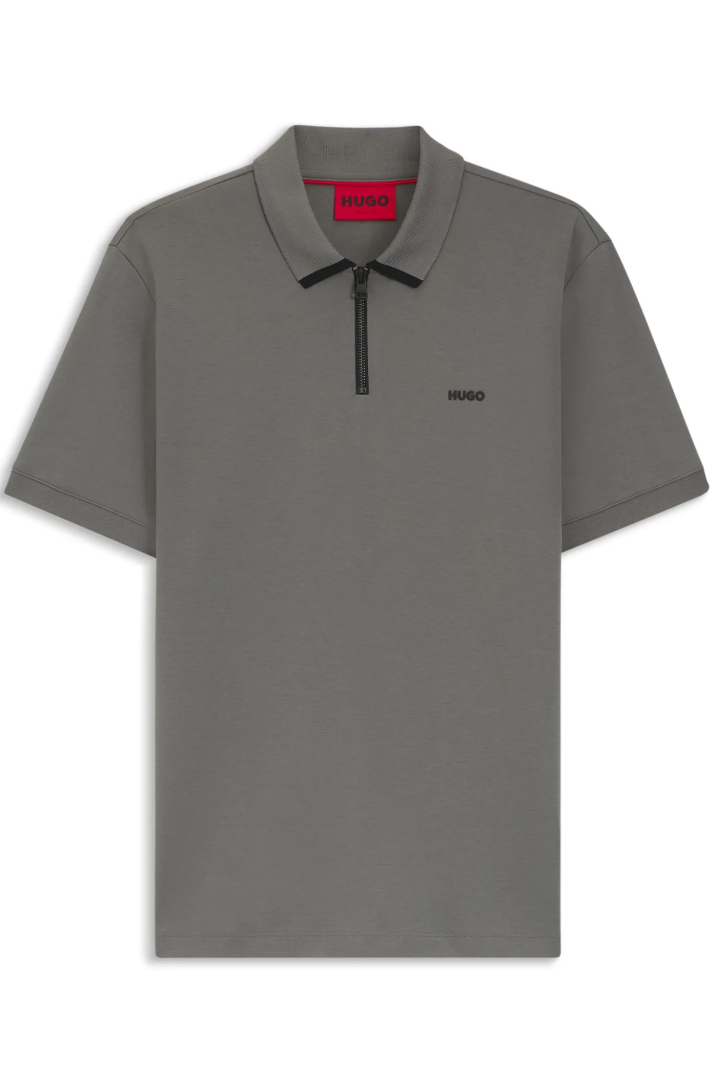 Cotton piqué polo shirt with zip neckline