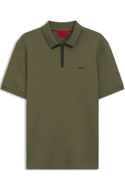 Cotton piqué polo shirt with zip neckline