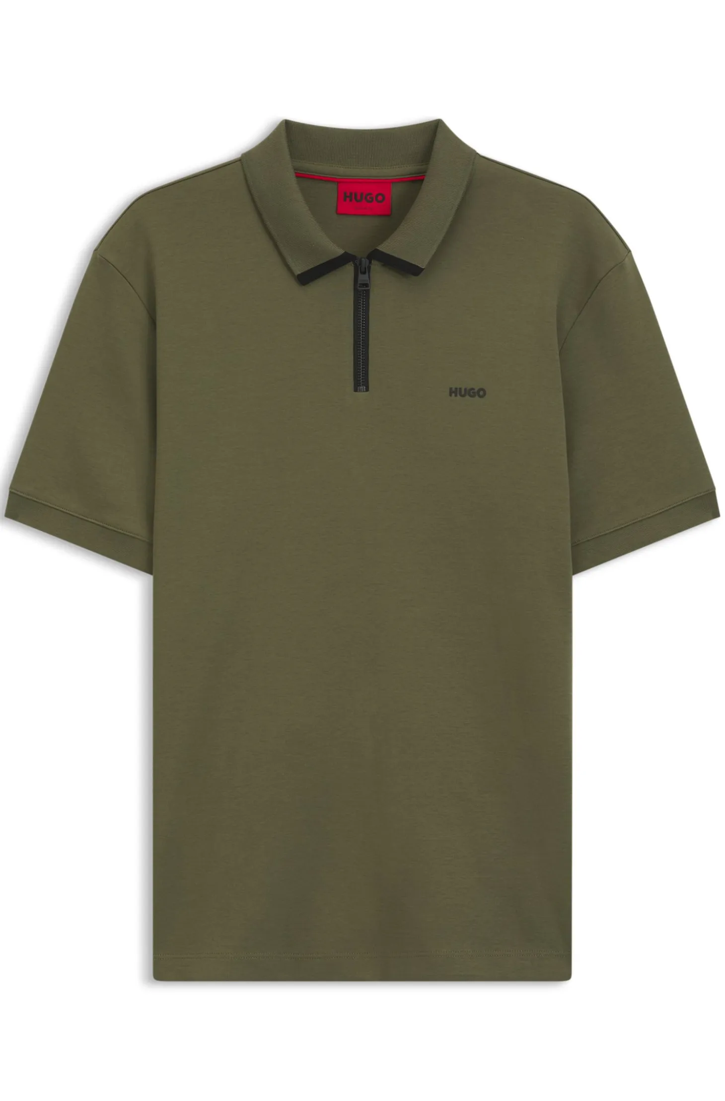 Cotton piqué polo shirt with zip neckline