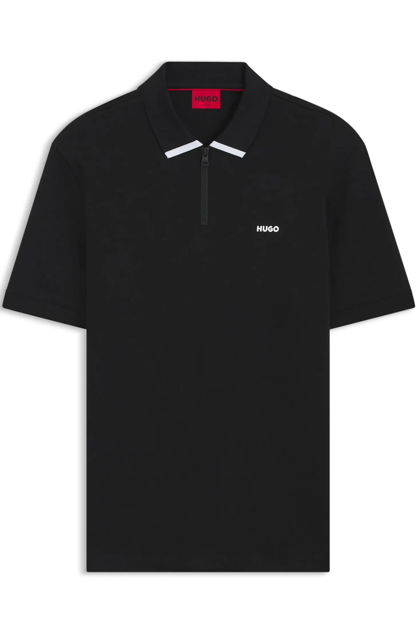Cotton piqué polo shirt with zip neckline