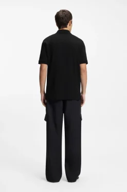 Cotton piqué polo shirt with zip neckline