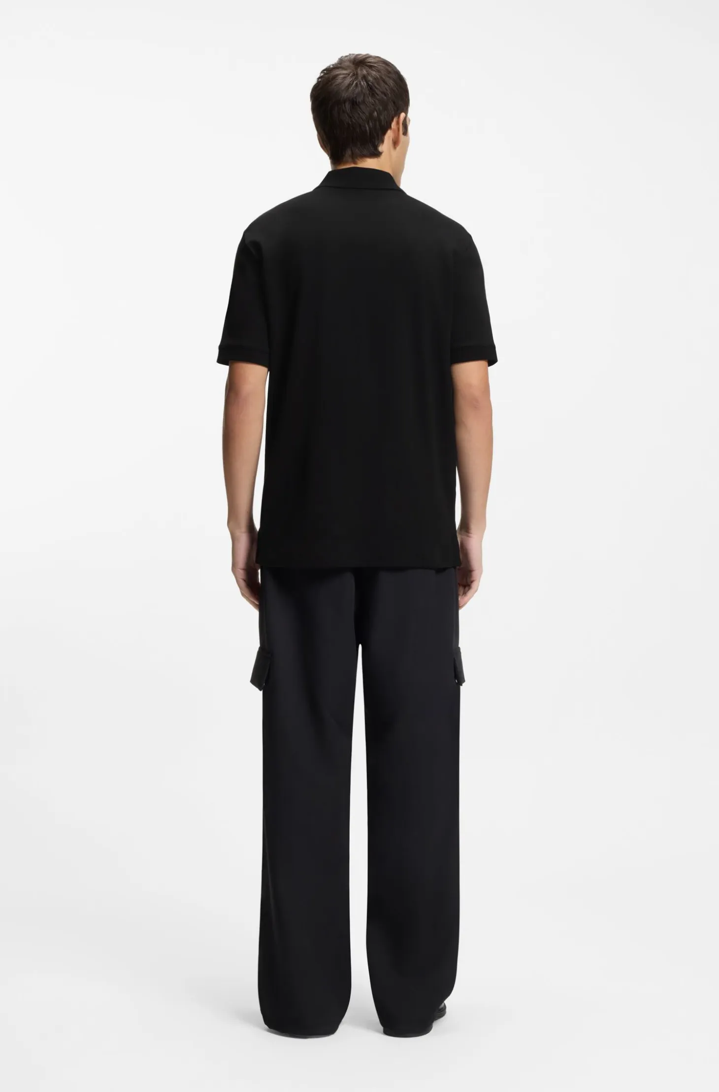 Cotton piqué polo shirt with zip neckline