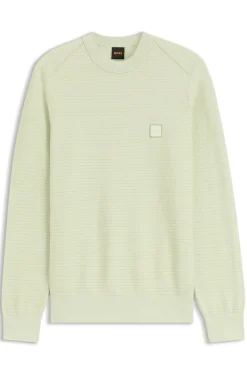 Cotton-piqué sweater with logo patch
